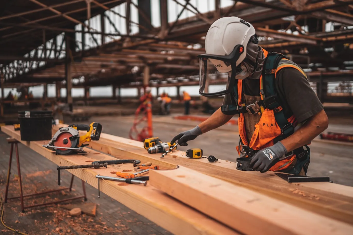 Worker in an industrial building